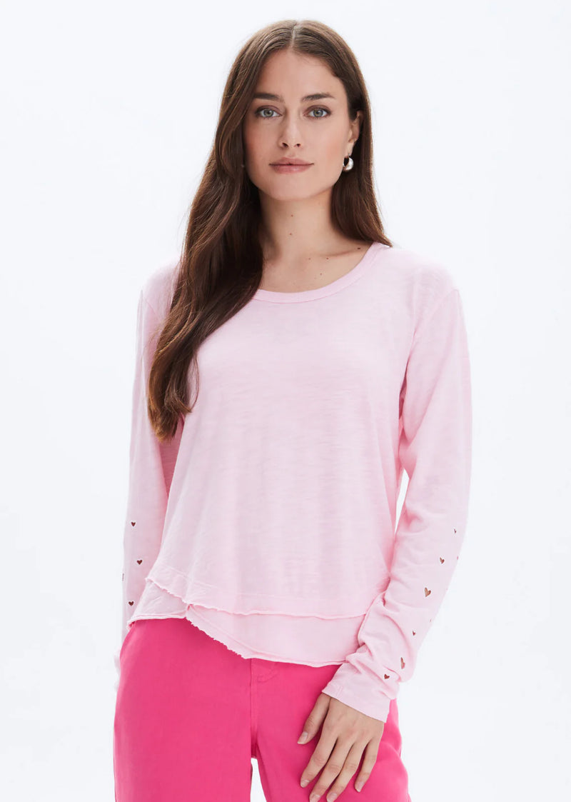 Eyelet Hearts Mock Layer Long Sleeve T-Shirt – Feather And Stone Boutique