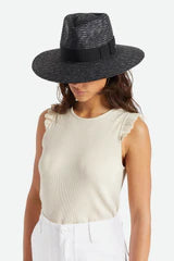 Joanna Short Brim Hat Black Feather And Stone Boutique
