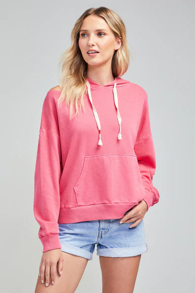Open shoulder hoodie hot sale