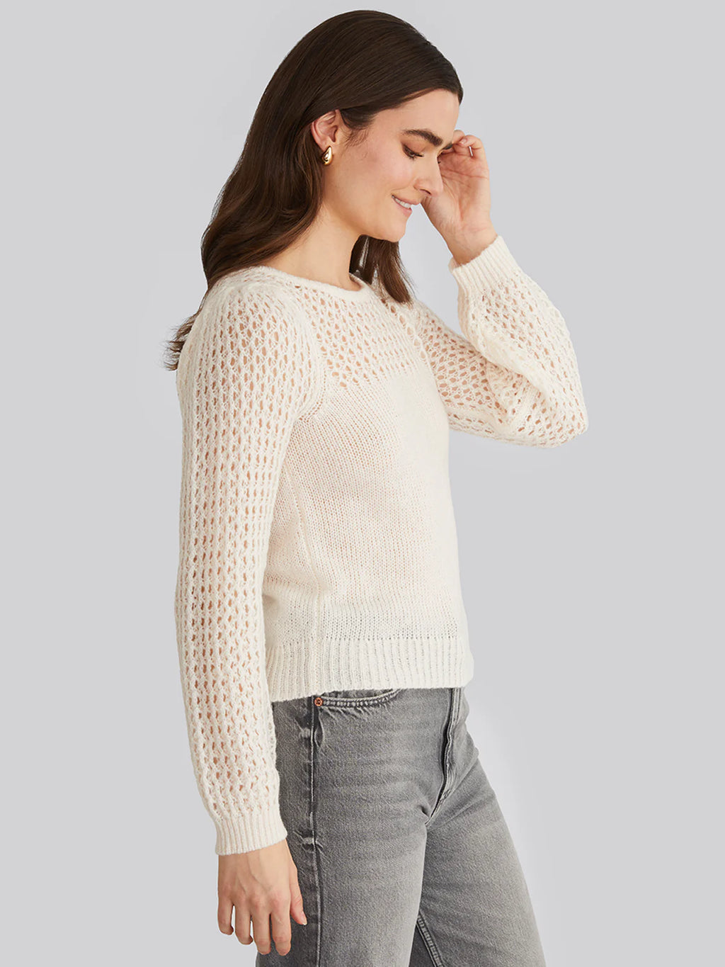 Brigid Puff Sleeve Mesh Pullover