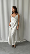 Alena Satin Dress - Pearl