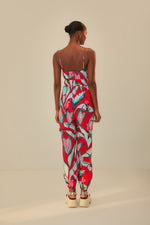 Summer Foliage Red Jumpsuit