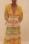 Delicate Flowers Long Sleeve Maxi Dress