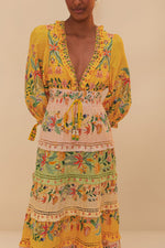 Delicate Flowers Long Sleeve Maxi Dress