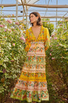 Delicate Flowers Long Sleeve Maxi Dress
