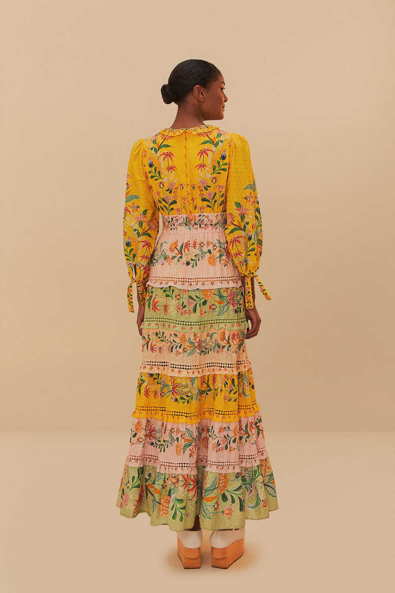 Delicate Flowers Long Sleeve Maxi Dress