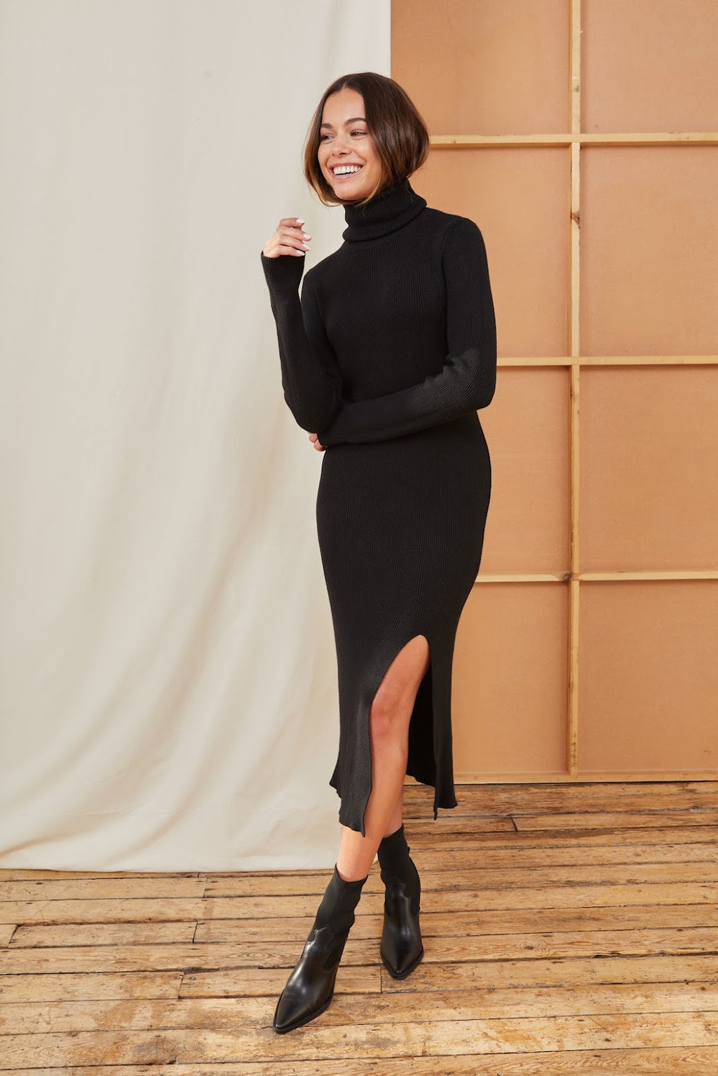 Ceylan Ribbed Dress - Black