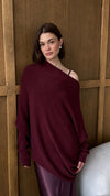 Natalie Asymmetric Sweater - Cherry