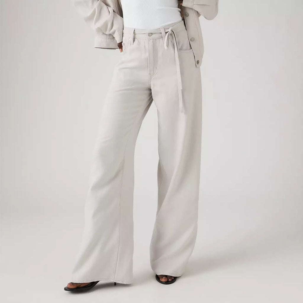 XL Baggy Straight Linen Blend Pant - Crystal Grey