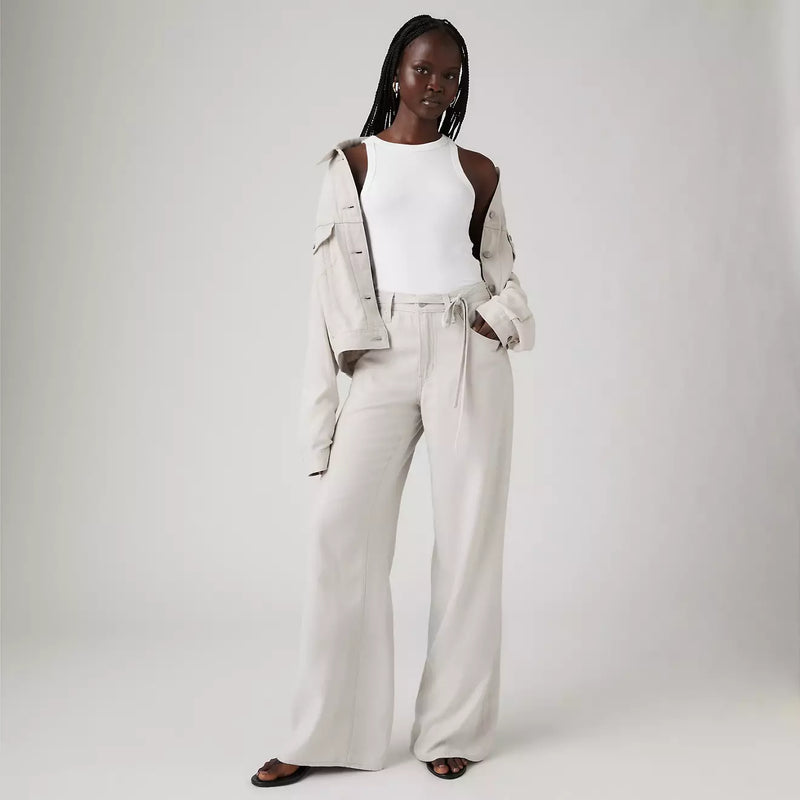 XL Baggy Straight Linen Blend Pant - Crystal Grey