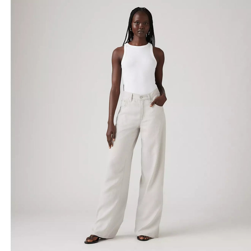 XL Baggy Straight Linen Blend Pant - Crystal Grey
