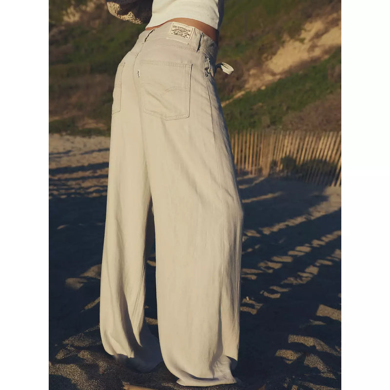 XL Baggy Straight Linen Blend Pant - Crystal Grey