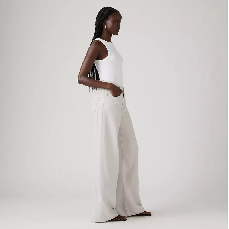 XL Baggy Straight Linen Blend Pant - Crystal Grey