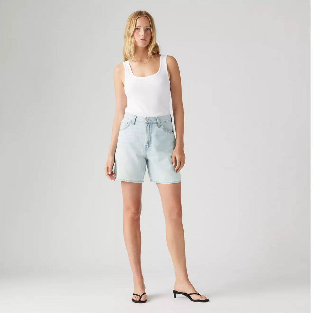 High Rise Baggy Linen + Denim Lightweight Short - Luxury Trip Short