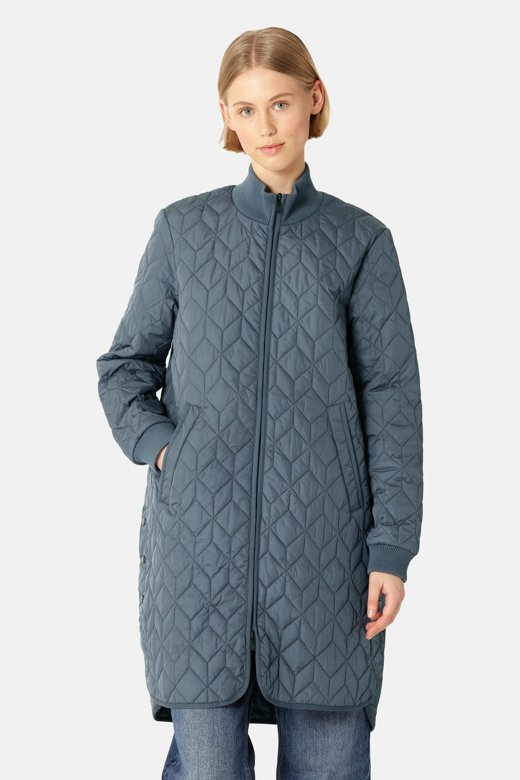 Padded Quilt Coat - Ombre Blue