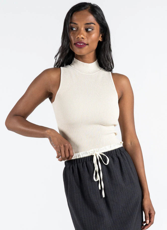 Ottoman Rib S/Less Mock Neck