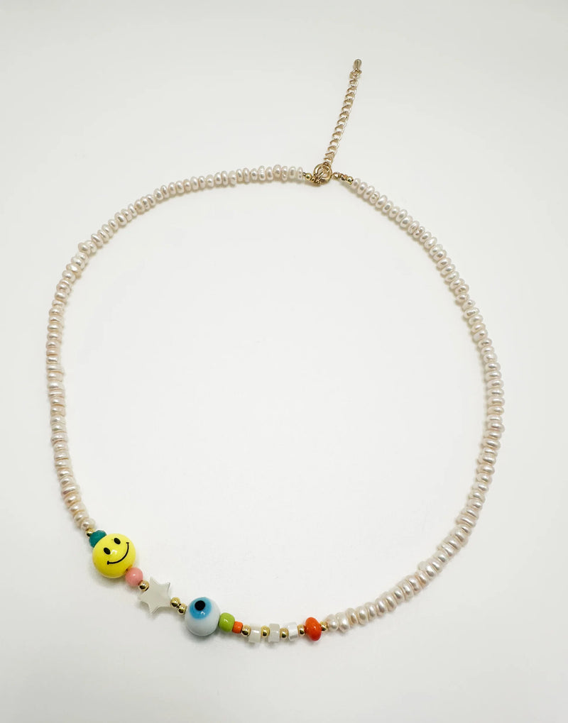 Smile Baby Pearl Necklace - Gold Plated Findings