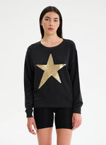 Star Sequin Drip Crew Neck Sweatshirt