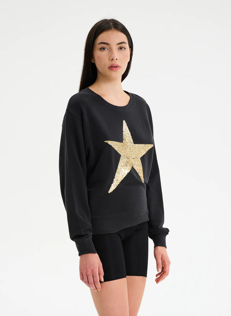 Star Sequin Drip Crew Neck Sweatshirt