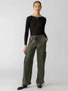 Satin Cargo Wide Leg Pant