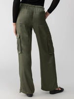 Satin Cargo Wide Leg Pant