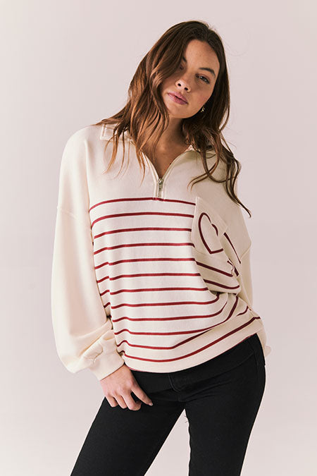 Heart Half Zip Sweatshirt