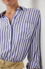 Elle Shirt - Blue White Stripe