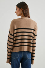 Geneva Cardigan - Camel Black Stripe