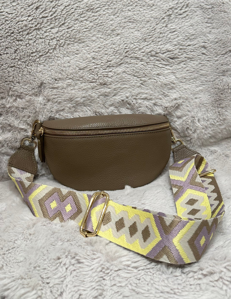 Small Leather Crossbody Bag - Taupe
