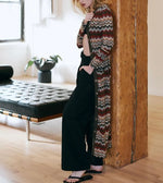 Flame Stitch Maxi Cardigan - Navy Combo