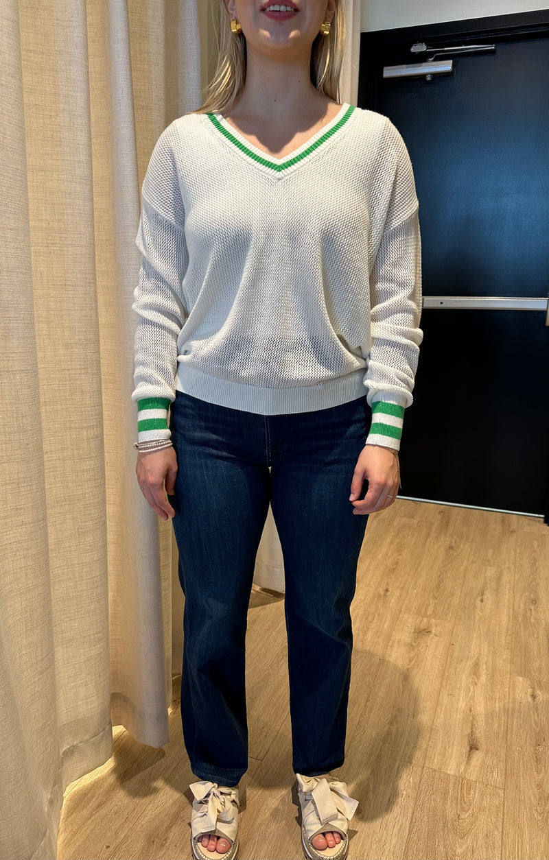 Venus V-Neck Sweat Top - Ice Water/Green Flash