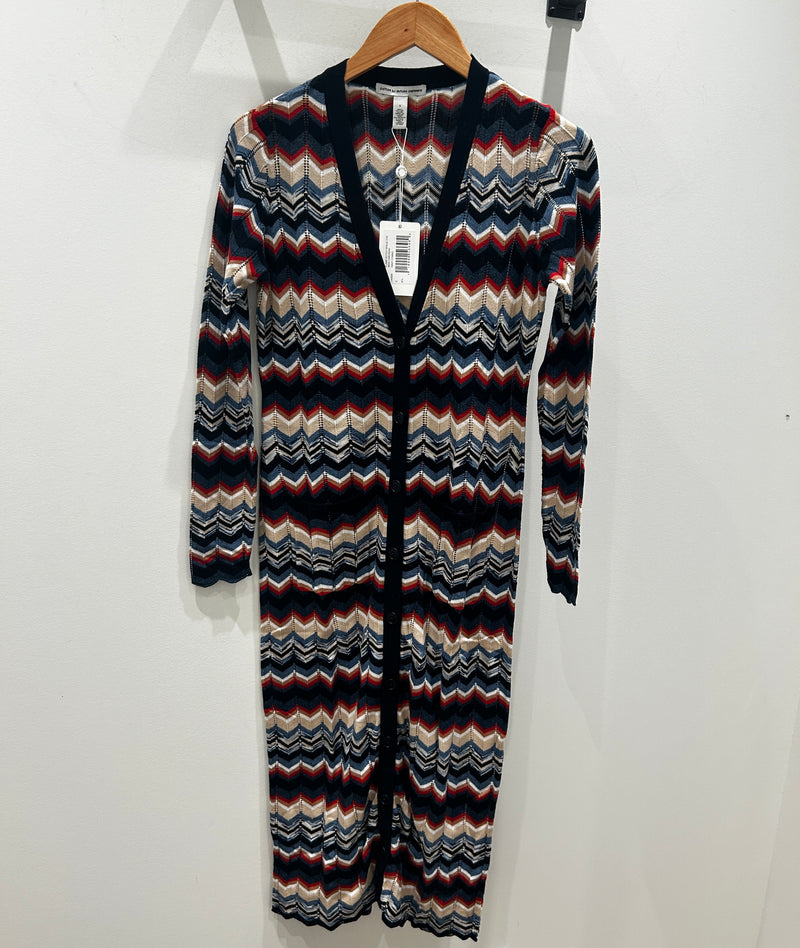 Flame Stitch Maxi Cardigan - Navy Combo