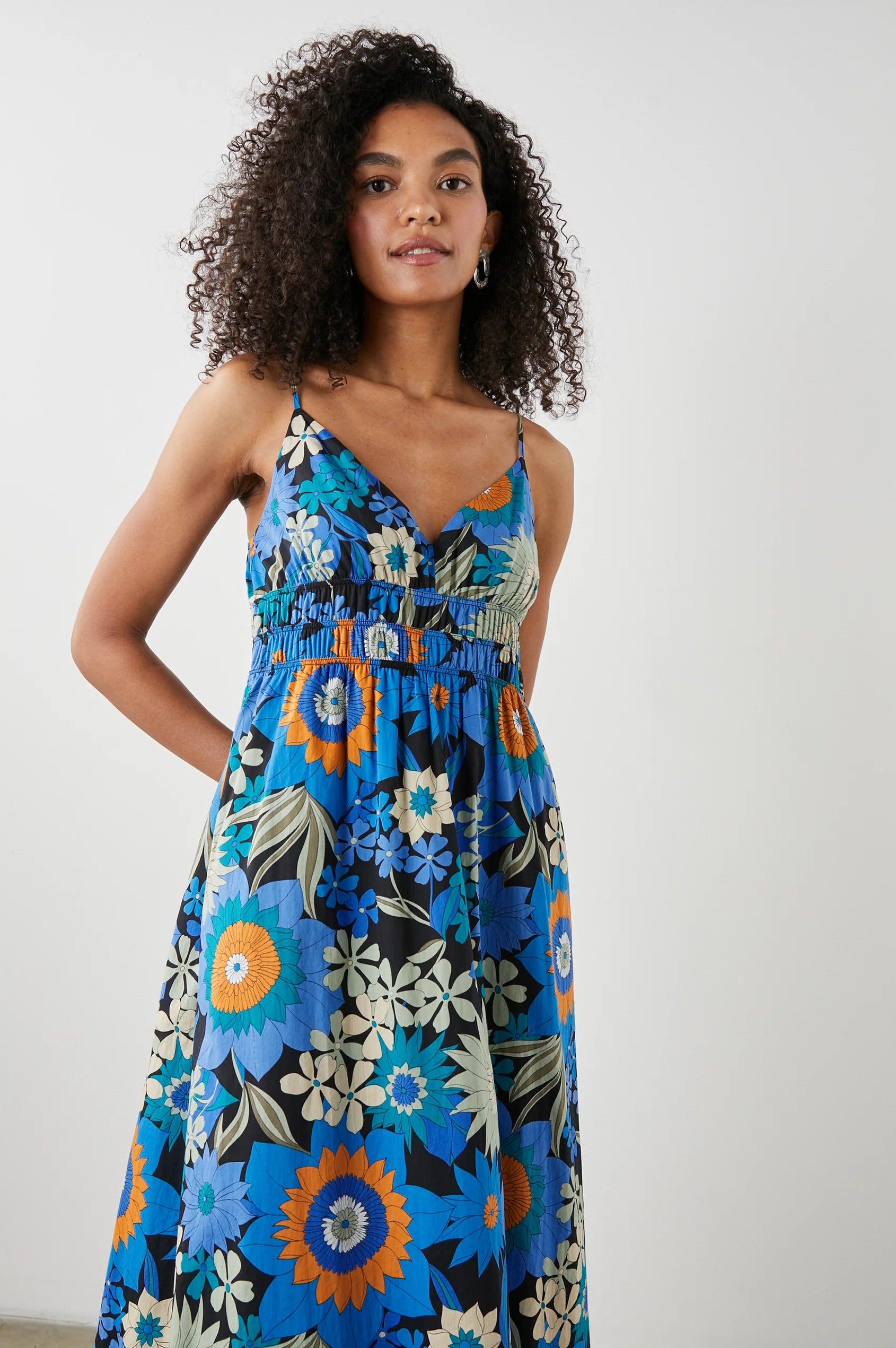 Justine Dress - Azul Wildflower – Feather And Stone Boutique