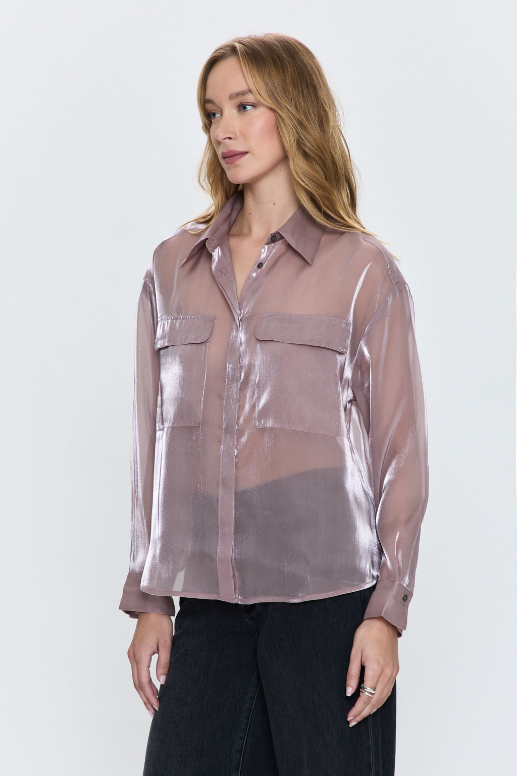 Miranda Sheer Organza Shirt - Pink Plum