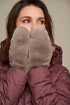 OXO Mittens With Faux Fur - Taupe