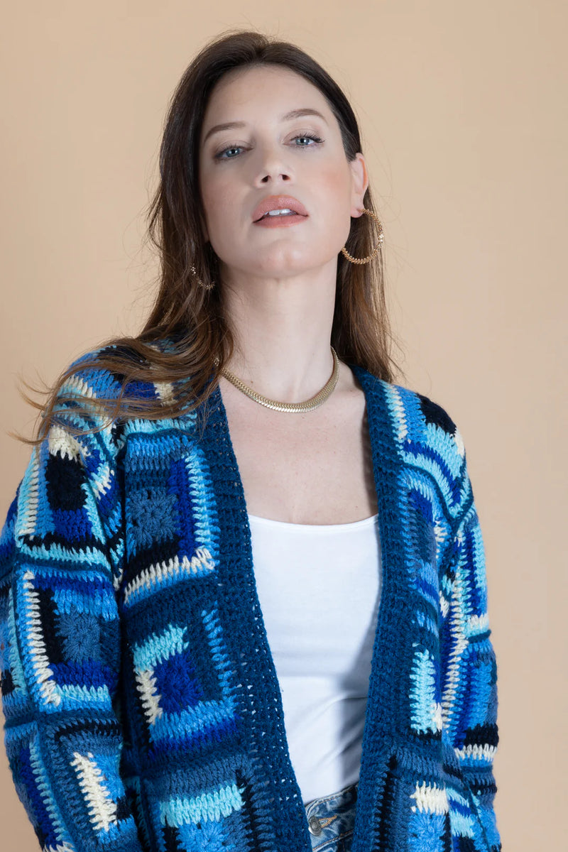 Marrakesh Crochet Short Jacket - Blue Combo