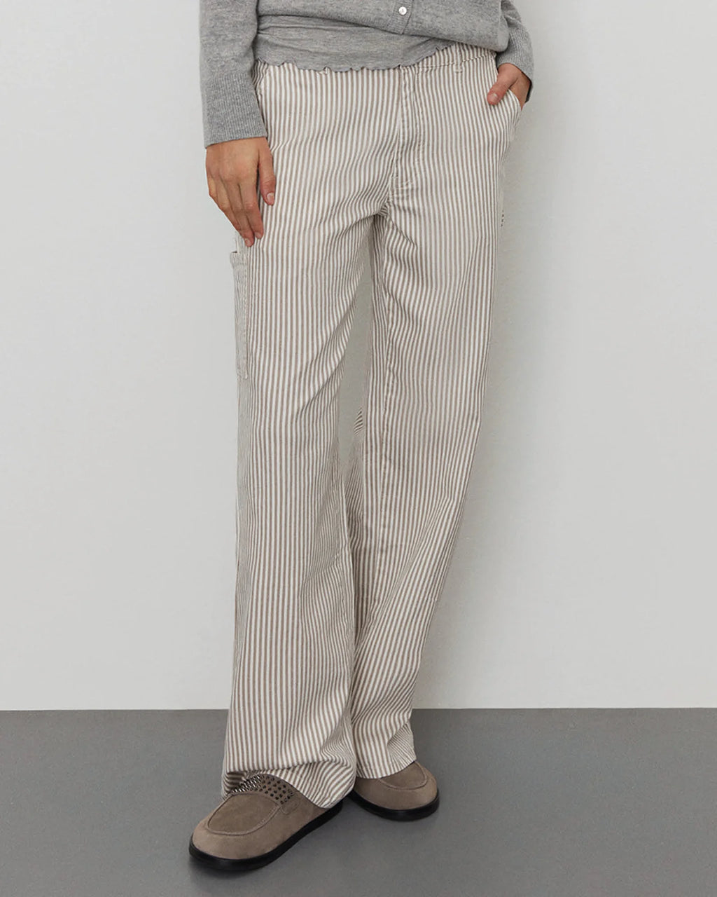 Workwear Striped Trouser - Light Brown