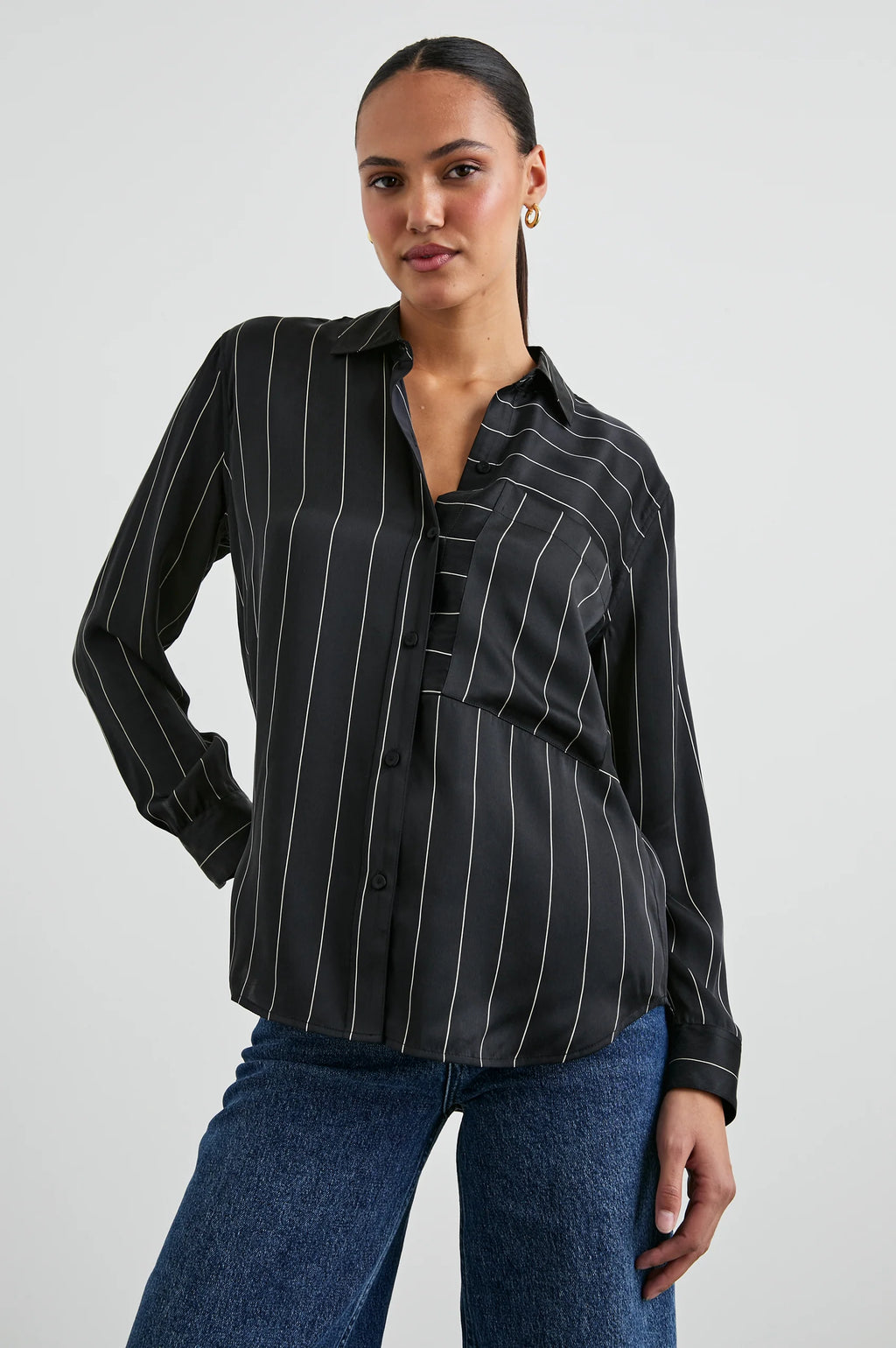 Spencer Silk Shirt - Ink Stripe