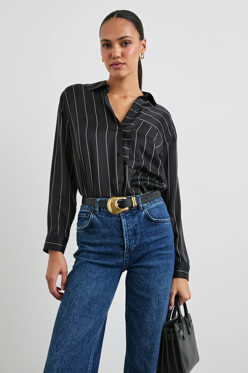 Spencer Silk Shirt - Ink Stripe