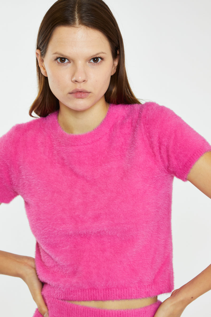 Hot Pink Short Sleeve Jumper