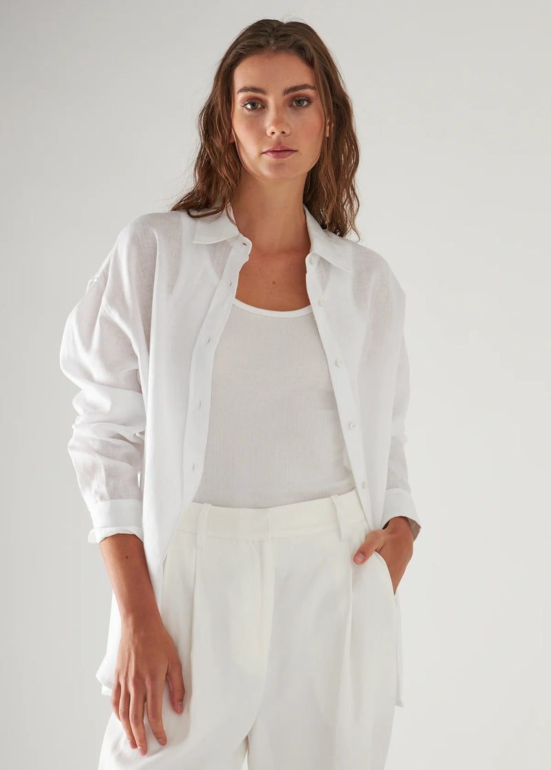 Linen Boyfriend Shirt - White