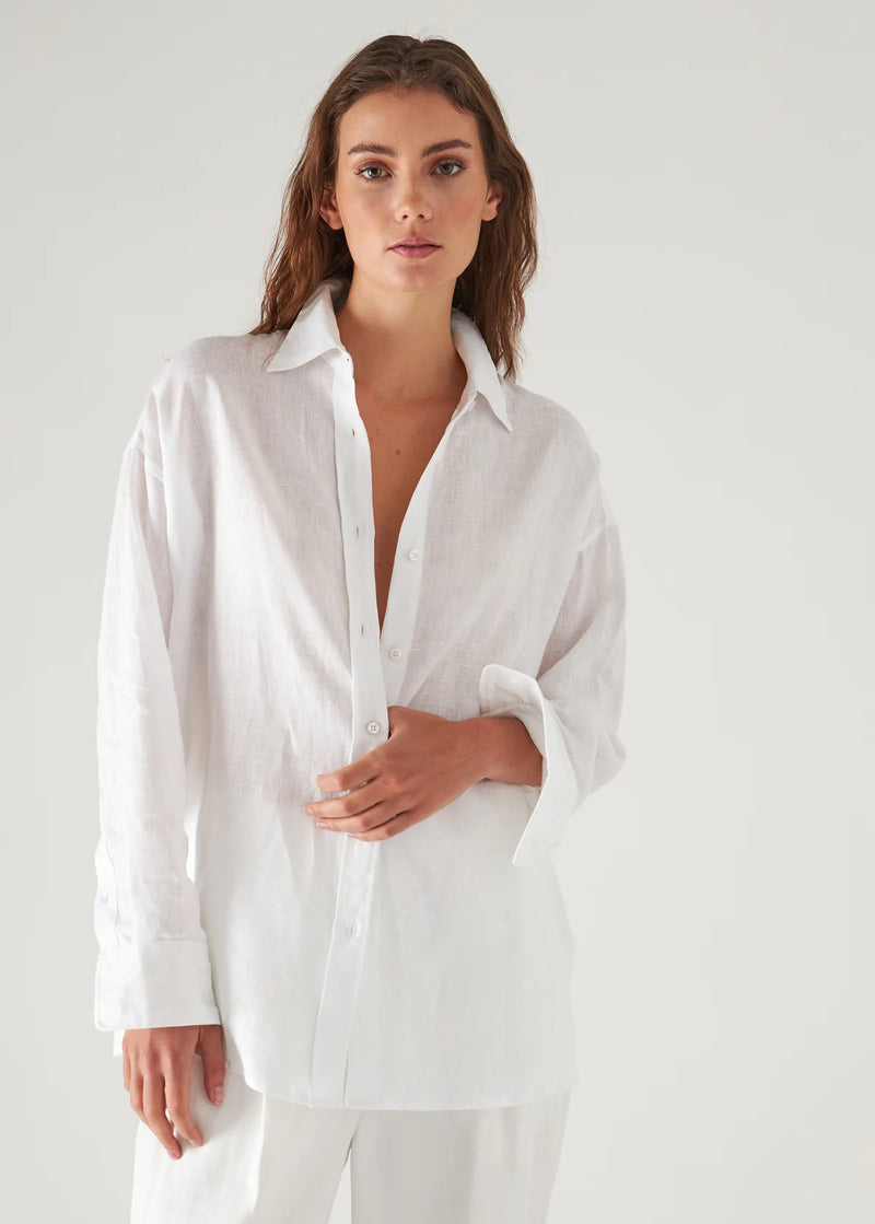 Linen Boyfriend Shirt - White