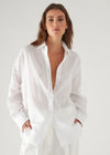 Linen Boyfriend Shirt - White