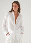 Linen Boyfriend Shirt - White