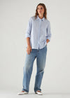 Cotton Stretch Striped Shirt - Pool