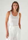 Pima Cotton Stretch Scoop Neck Rib Tank - White