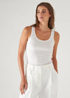 Pima Cotton Stretch Scoop Neck Rib Tank - White