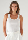 Pima Cotton Stretch Scoop Neck Rib Tank - White