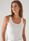 Pima Cotton Stretch Scoop Neck Rib Tank - White