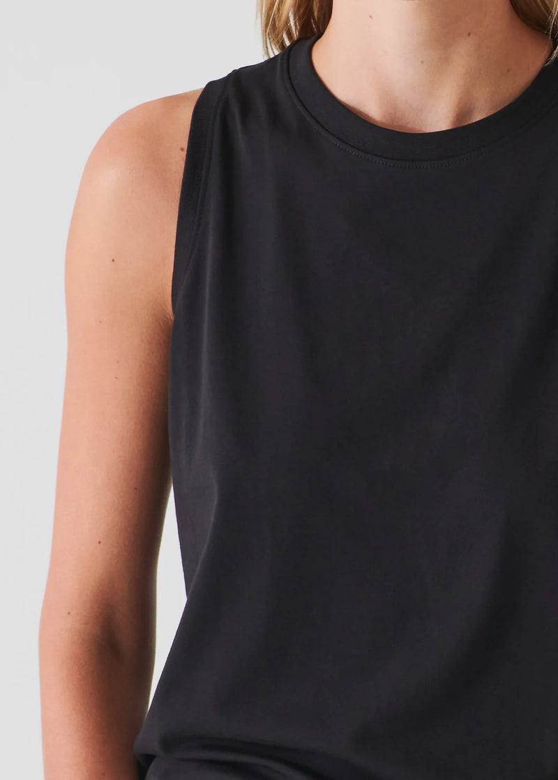 Pima Cotton Stretch Boyfriend Tank - Black